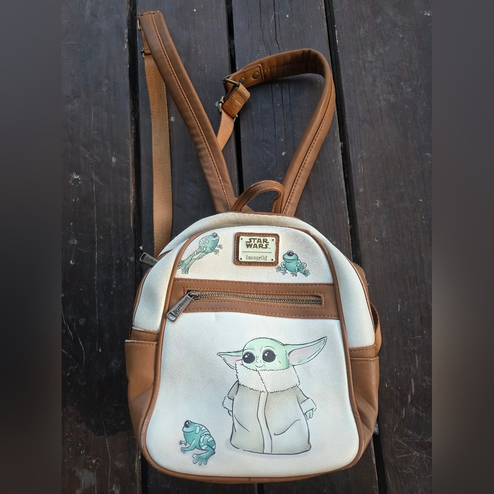Disney X Loungefly Star Wars Grogu Baby Yoda Backpack Mini Brown Kawaii - Picture 11 of 12